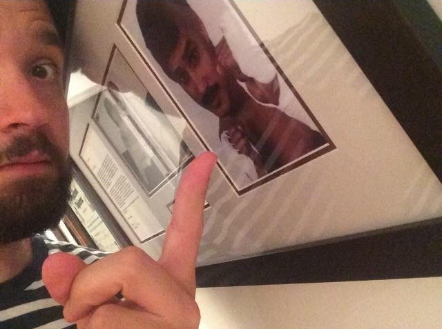 The inception of being named Alexis. Alexis Ohanian pointing at a photo of Alexis Arguello being sent to me on twitter